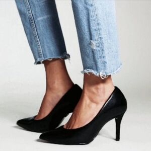 Antonia Saint New York Black Leather Victoria 3.5 " High Heel shoes